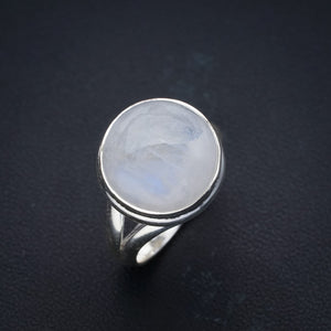 StarGems Natural Moonstone Handmade 925 Sterling Silver Ring 6.25 F0640
