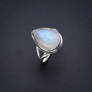 StarGems Natural Moonstone Handmade 925 Sterling Silver Ring 6 F0666
