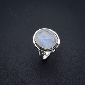 StarGems Natural Moonstone Handmade 925 Sterling Silver Ring 4.25 F0769