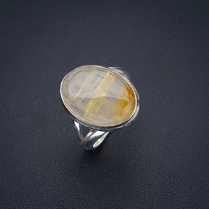 StarGems Natural Golden Rutile  Handmade 925 Sterling Silver Ring 6 F1210