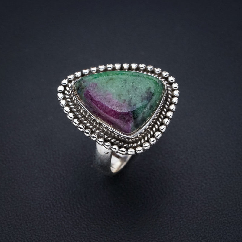 StarGems Natural Ruby Zoisite Handmade 925 Sterling Silver Ring 7.25 F1313