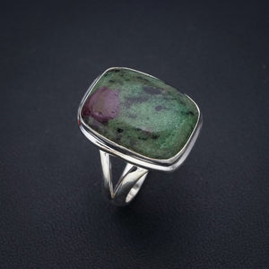 StarGems Natural Ruby Zoisite  Handmade 925 Sterling Silver Ring 8.75 F1341