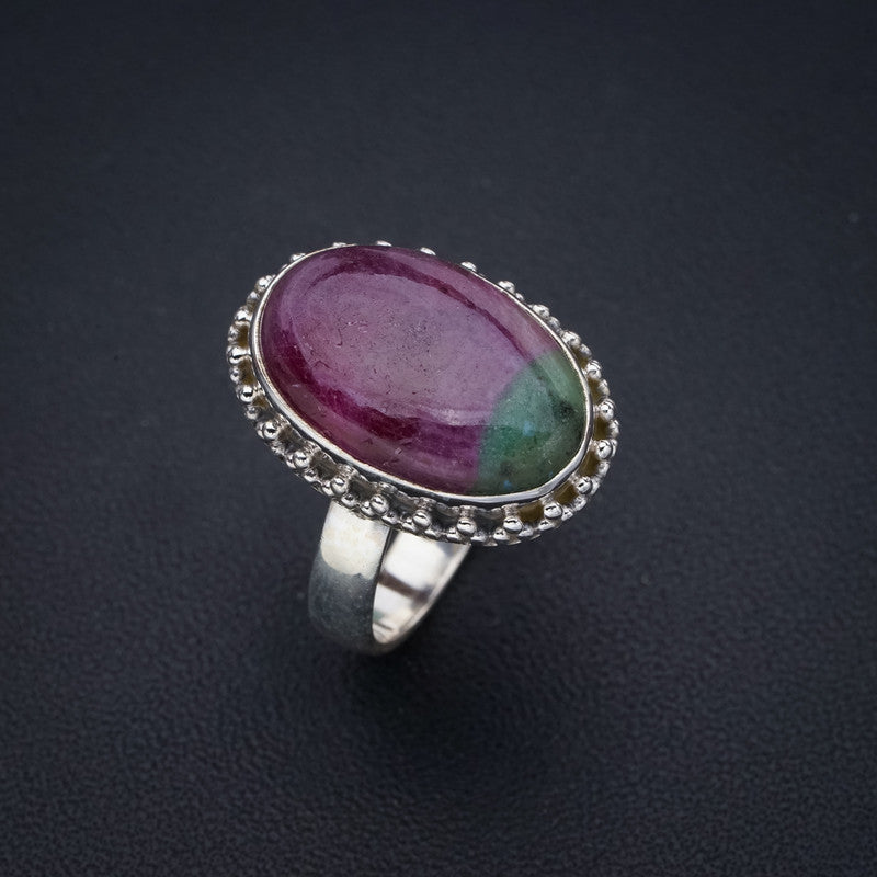 StarGems Natural Ruby Zoisite Handmade 925 Sterling Silver Ring 7 F1344
