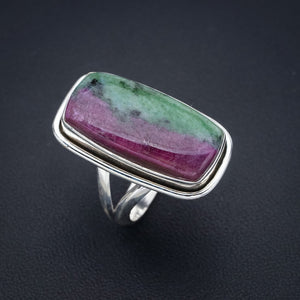 StarGems Natural Ruby Zoisite  Handmade 925 Sterling Silver Ring 7.25 F1348