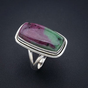 StarGems Natural Ruby Zoisite  Handmade 925 Sterling Silver Ring 9 F1354