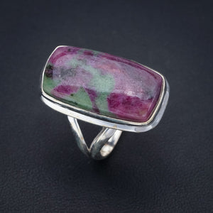 StarGems Natural Ruby Zoisite Handmade 925 Sterling Silver Ring 8.25 F1612
