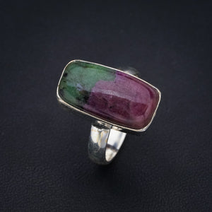 StarGems Natural Ruby Zoisite  Handmade 925 Sterling Silver Ring 7.25 F1621