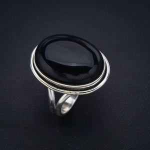 StarGems Natural Black Onyx  Handmade 925 Sterling Silver Ring 8 F1728