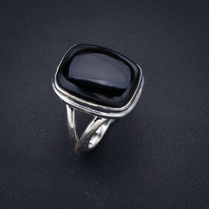 StarGems Natural Black Onyx  Handmade 925 Sterling Silver Ring 7 F1739