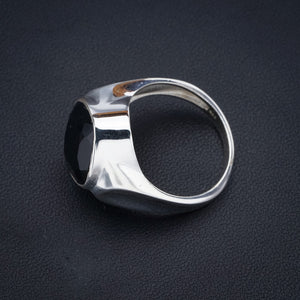 StarGems Natural Black Onyx  Handmade 925 Sterling Silver Ring 9 F1744