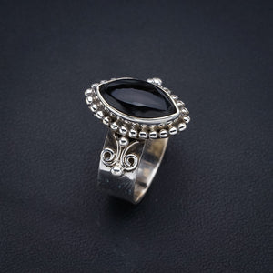 StarGems Natural Black Onyx  Handmade 925 Sterling Silver Ring 7.25 F1746