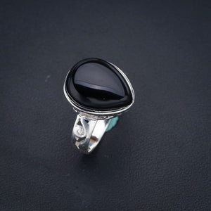 StarGems Natural Black Onyx  Handmade 925 Sterling Silver Ring 8.75 F1752