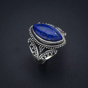 StarGems Natural Lapis Lazuli  Handmade 925 Sterling Silver Ring 8.25 F1838