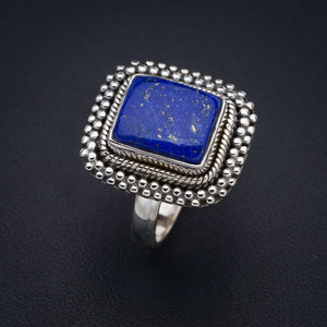 StarGems Natural Lapis Lazuli  Handmade 925 Sterling Silver Ring 8 F2023