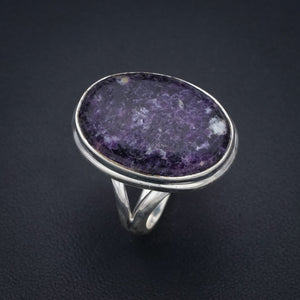 StarGems Natural Purple Lepidolite  Handmade 925 Sterling Silver Ring 7.75 F2052