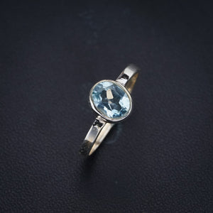 StarGems Natural Blue Topaz Handmade 925 Sterling Silver Ring 7.5 F2190
