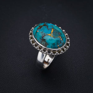 StarGems Natural Copper Turquoise Handmade 925 Sterling Silver Ring 6 F2216