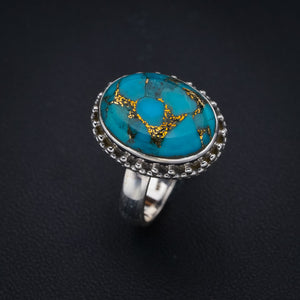 StarGems Natural Copper Turquoise Handmade 925 Sterling Silver Ring 6.75 F2218