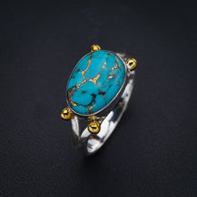 StarGems Natural Copper Turquoise Two Tones Handmade 925 Sterling Silver Ring 10 F2228