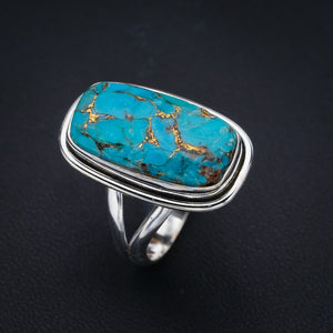 StarGems Natural Copper Turquoise Handmade 925 Sterling Silver Ring 8.25 F2237