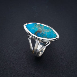 StarGems Natural Turquoise  Handmade 925 Sterling Silver Ring 7.75 F2366