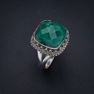 StarGems Natural Emerald  Handmade 925 Sterling Silver Ring 7.75 F2397