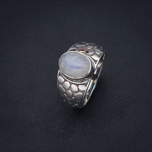 StarGems Natural Moonstone Snake-Skin Handmade 925 Sterling Silver Ring 6.25 F2508