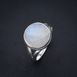 StarGems Natural Moonstone Handmade 925 Sterling Silver Ring 8.75 F2571