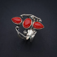 StarGems Natural Red Coral Handmade 925 Sterling Silver Ring 7.75 F3066