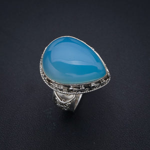 StarGems Natural Chalcedony Handmade 925 Sterling Silver Ring 9.5 F3110