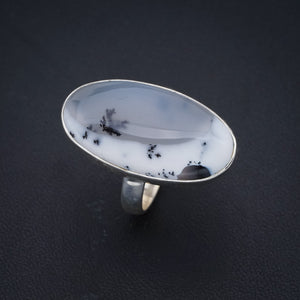 StarGems Natural Dendritic Opal  Handmade 925 Sterling Silver Ring 8 F3188