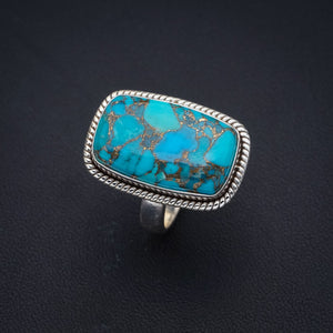 StarGems Natural Copper Turquoise  Handmade 925 Sterling Silver Ring 7 F3197