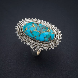 StarGems Natural Copper Turquoise  Handmade 925 Sterling Silver Ring 8.75 F3198