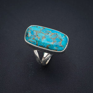 StarGems Natural Copper Turquoise  Handmade 925 Sterling Silver Ring 6.5 F3199