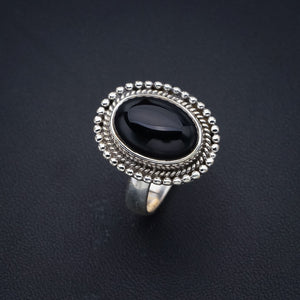 StarGems Natural Black Onyx  Handmade 925 Sterling Silver Ring 8.25 F3211