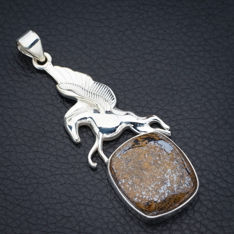 StarGems Bronzite Horse Handmade 925 Sterling Silver Pendant 2.5