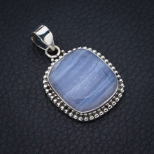 StarGems Blue Lace Agate  Handmade 925 Sterling Silver Pendant 1.5" F4939