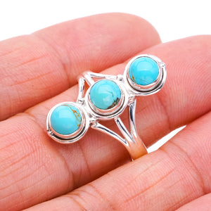 StarGems Natural Turquoise Handmade 925 Sterling Silver Ring 9 F0416