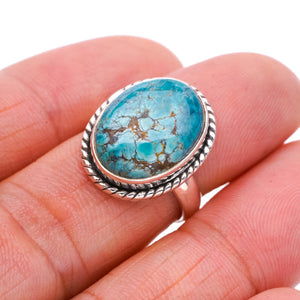 StarGems Natural Turquoise  Handmade 925 Sterling Silver Ring 5.75 F0483