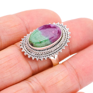 StarGems Natural Ruby Zoisite Handmade 925 Sterling Silver Ring 8.75 F1310