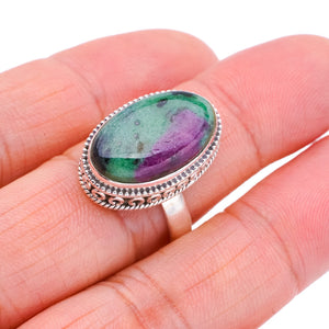 StarGems Natural Ruby Zoisite  Handmade 925 Sterling Silver Ring 9 F1600