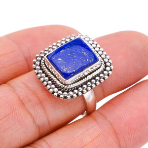 StarGems Natural Lapis Lazuli  Handmade 925 Sterling Silver Ring 8 F2023