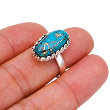 StarGems Natural Copper Turquoise  Handmade 925 Sterling Silver Ring 6.75 F2202
