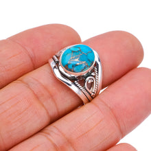 StarGems Natural Copper Turquoise  Handmade 925 Sterling Silver Ring 7.75 F2219