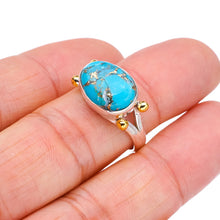 StarGems Natural Copper Turquoise Two Tones Handmade 925 Sterling Silver Ring 7.75 F2221