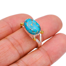 StarGems Natural Copper Turquoise Two Tones Handmade 925 Sterling Silver Ring 10 F2228