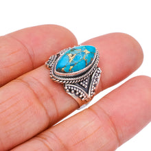 StarGems Natural Copper Turquoise  Handmade 925 Sterling Silver Ring 7.75 F2252