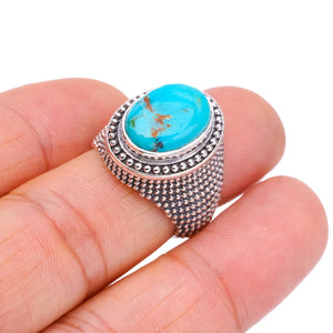 StarGems Natural Turquoise  Handmade 925 Sterling Silver Ring 6.25 F2311