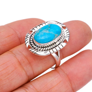 StarGems Natural Turquoise Pigeon Handmade 925 Sterling Silver Ring 9 F2328