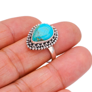 StarGems Natural Turquoise  Handmade 925 Sterling Silver Ring 7.75 F2348